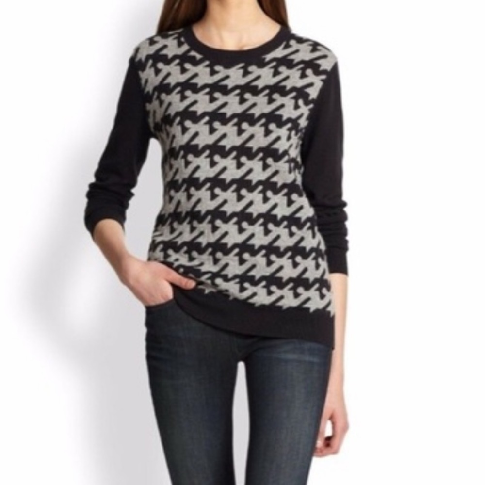 Joie | Black and Gray Houndstooth Sweater
